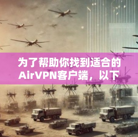 为了帮助你找到适合的AirVPN客户端,以下是一些详细的步骤指南 为了帮助你找到适合的AirVPN客户端,以下是一些详细的步骤指南
